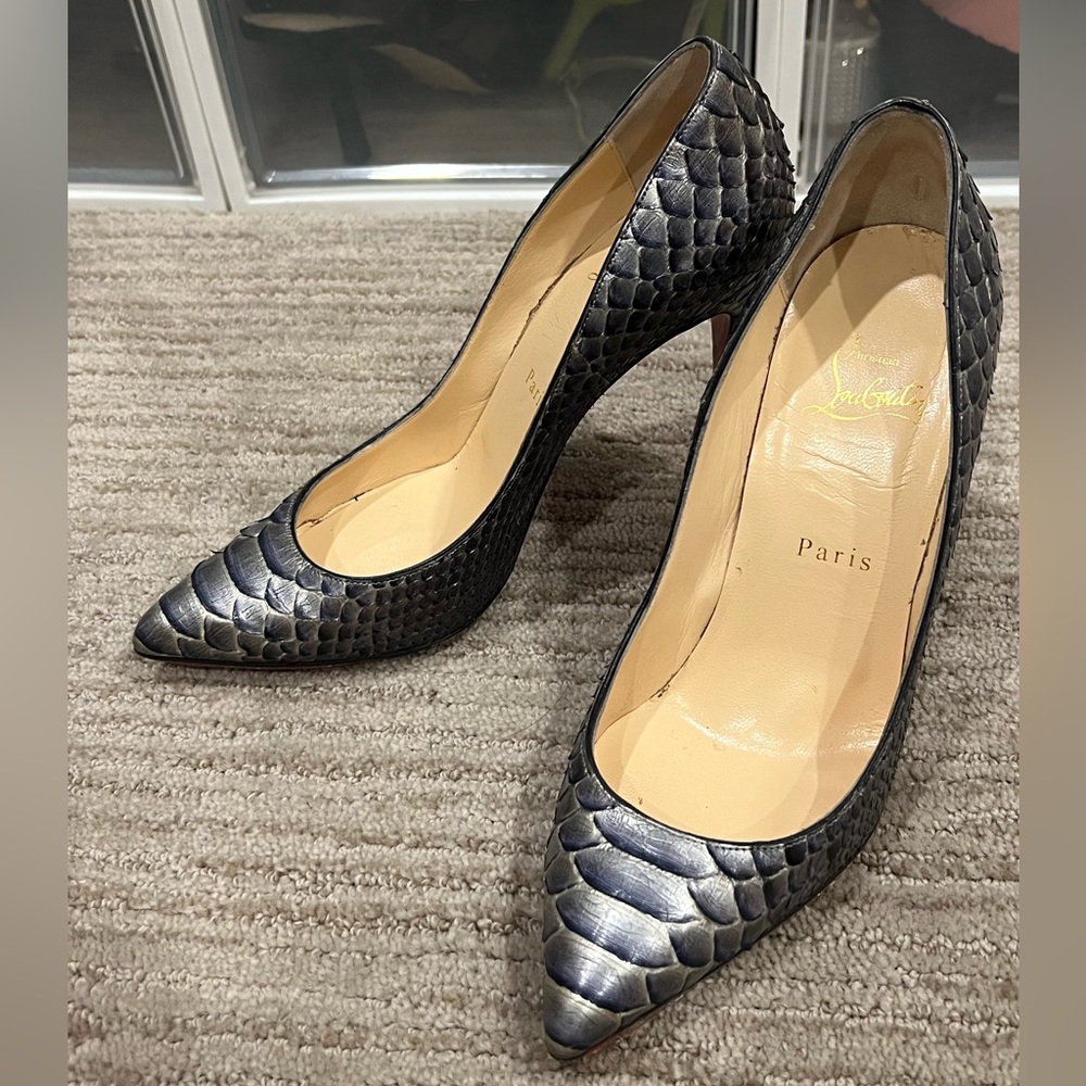 Christian Louboutin Pigalle Follies Python Heels size 38.5